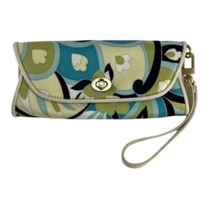 Ann Taylor Wristlet Clutch Paisley Print Envelope Closure Gold Tone Hardware